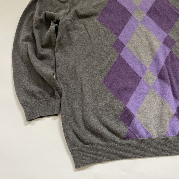 Claiborne Argyle Sweater Mens XXL Grandpa Academia V-Neck - Picture 3 of 8